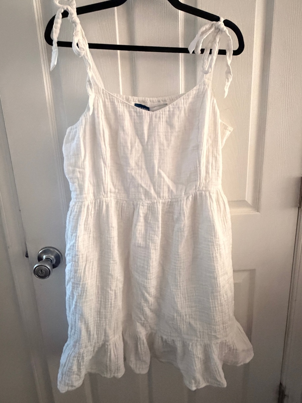 Old Navy White Cotton Gauze Tie Strap Mini Dress XL Cottagecore Summer